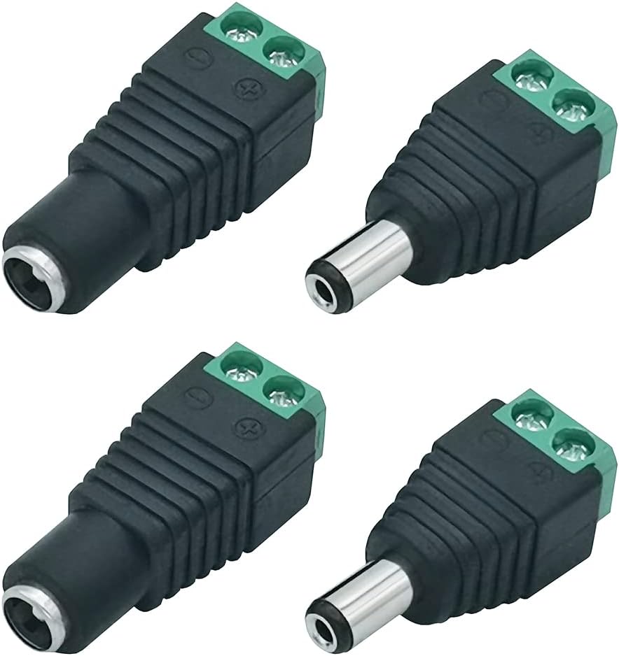 5 pares de enchufe CC macho y hembra sin soldadura 5,5*2,1mm cabezal hembra CC sin soldadura Terminal verde monitoreo enchufe de alimentación Push-But