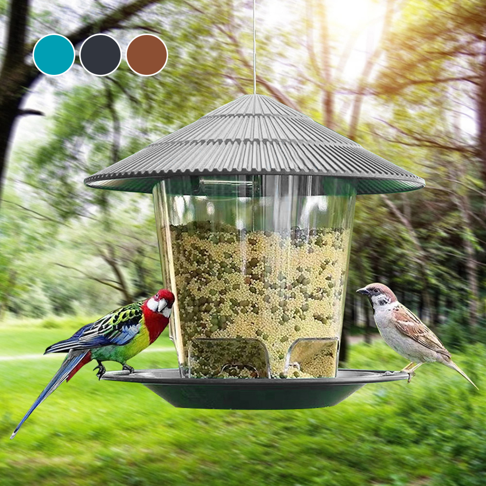 Comedero para pájaros, herramienta de alimentación automática para pies, comedero para pájaros al aire libre, tuerca colgante, soporte dispensador de múltiples agujeros, contenedor de alimentos