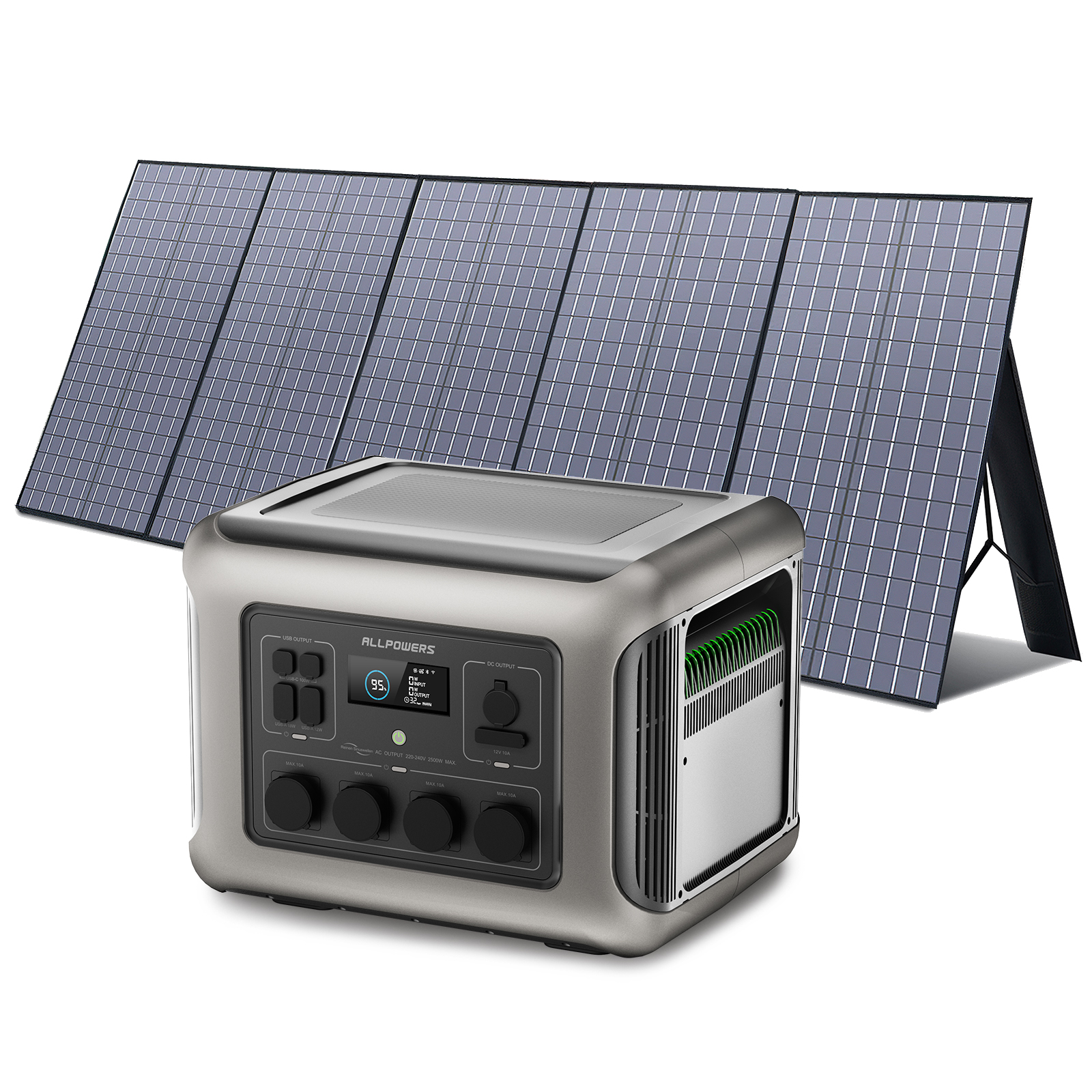ALLPOWERS Składany panel słoneczny Ładowarka słoneczna 400W / 2X400W z wyjściem słonecznym, przenośna elektrownia słoneczna LiFePO4 2016Wh 2500W