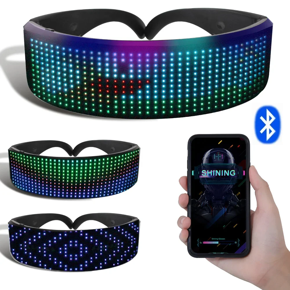 DIY Shining อิเล็กทรอนิกส์แว่นตาแห่งอนาคตเรืองแสง Dark Bluetooth LED แว่นตาส่องสว่าง Prop สําหรับปาร์ตี้บาร์เทศกาล Performance