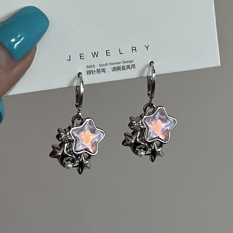 Gótico bonito sonho fada luar pedra estrela pingente brincos para egirl y2k 2000s harajuku goth vintage jóias acessórios