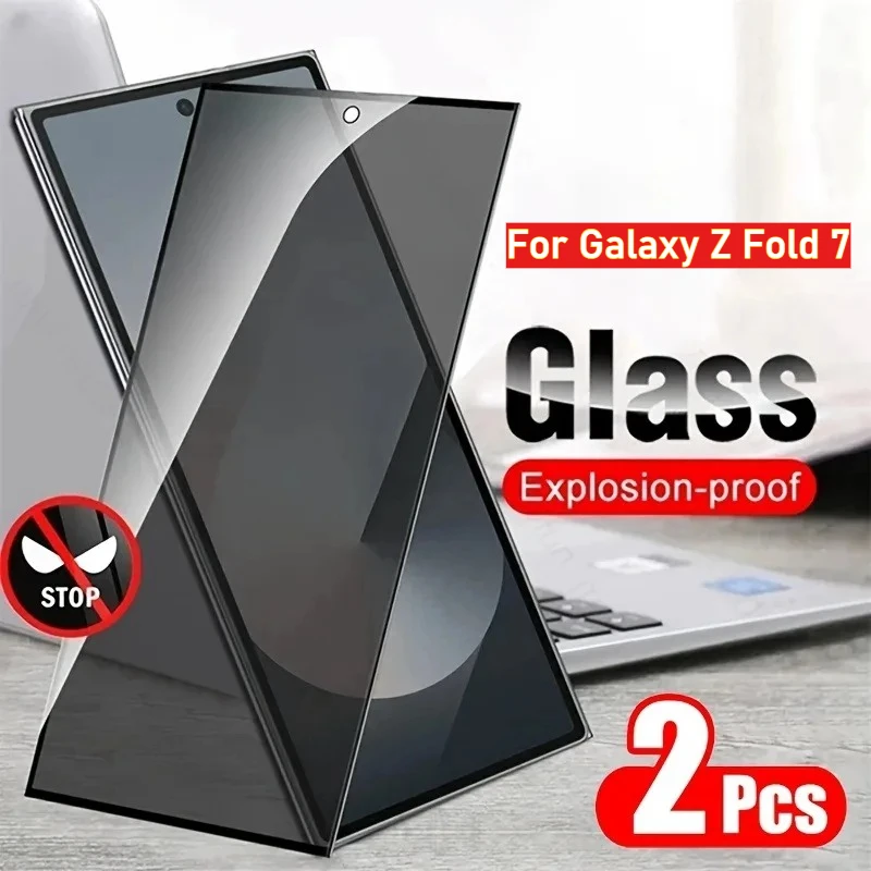 Protector de vidrio templado antiespionaje de cubierta completa para Samsung Z Fold 7, 6, 5, 4, 3, pantalla 9H, película de borde negro antiarañazos, 1-3 uds.