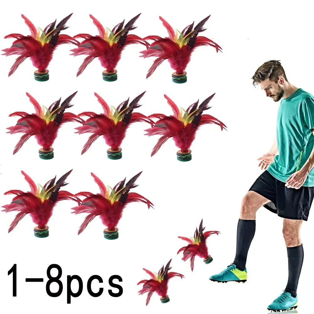 1-6Pcs 20ซม.Feather Jianzi ขนนกที่มีสีสันลูกแบบพกพา Kick Handwheel Feather ลูกขนนก Fitness Entertainment