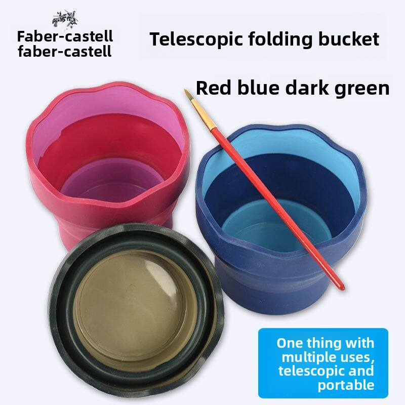 Faber Castell Waschpinsel-Eimer, skalierbar, teleskopisch, Kunstwaschstiftbecher, zusammenklappbarer Eimer, Wasserbecher, Skizzenmalerei, Kunstbedarf