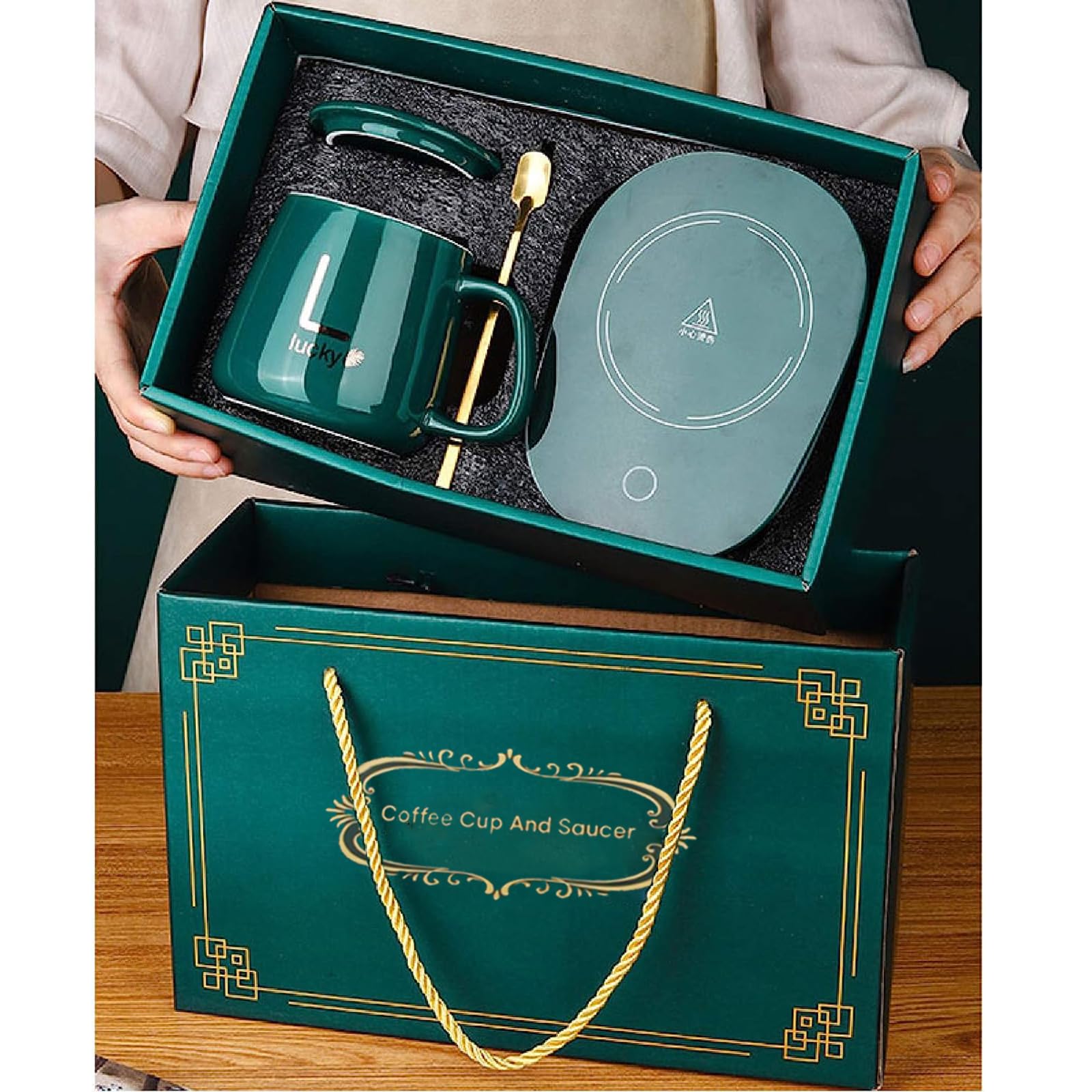 USB aufladen warme Suppen tasse mit Löffel und Aufbewahrung tasche Set-Edelstahl Frühstücks tasse und Klapp löffel für tragbare Mahlzeiten