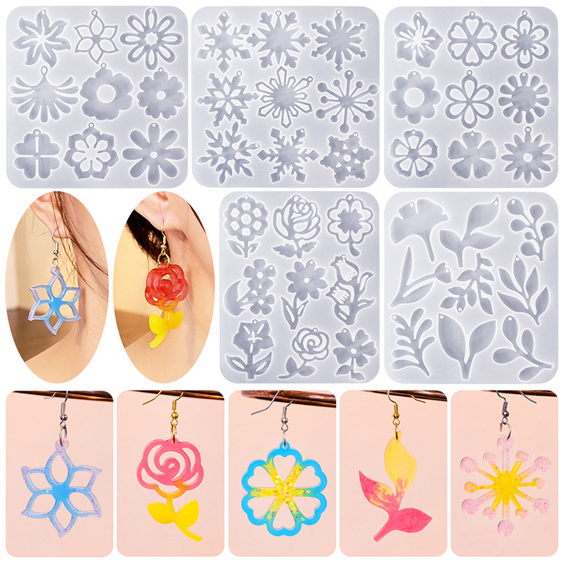DIY Kristall Epoxidharz Form Blumenförmige Ohrring Anhänger Silikonform