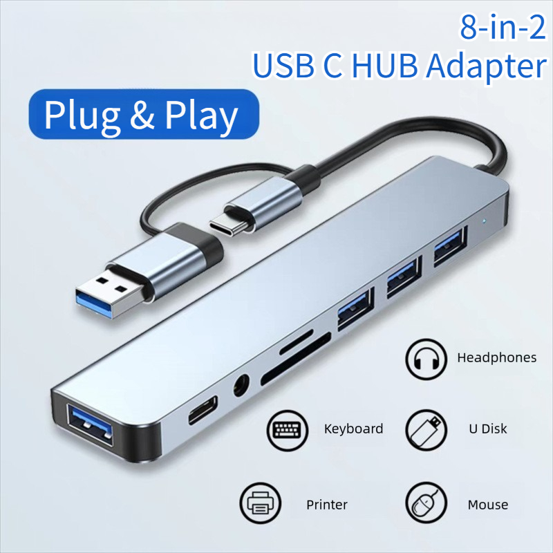 USB 3.0 Type C Adapter Docking Ststion USB 2.0 Poort TF SD Kaartlezer Audio-uitgang Multi-hub Splitter voor Macbook Pro Computer