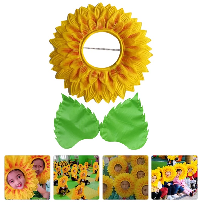 1 Juego de nuevo conjunto de cabeza de girasol para niños, espectáculo de danza, cara, juegos de girasol, ceremonia de apertura, accesorios de entrada, conjunto de cara de sol, Cosplay