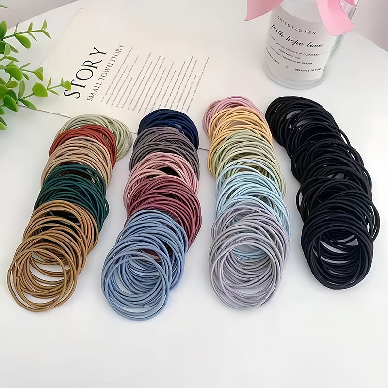 100 Stück/Set Damen 3,5CM Basis Nylon Elastische Haarbänder Pferdeschwanz-Haargummis Haarband Haaraccessoires Kopfschmuck