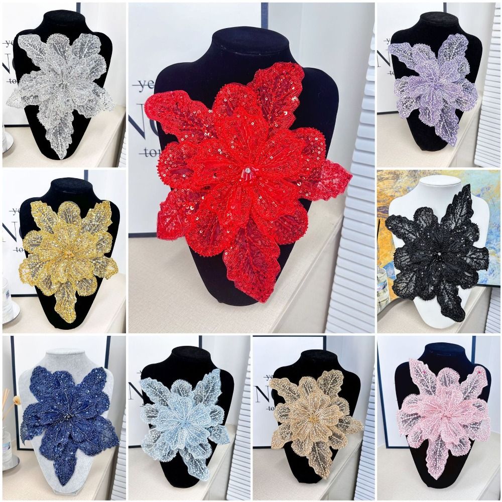 Fibra de poliéster peito flor bordado roupas infantis broche acessórios multi-camada lantejoulas roupas femininas