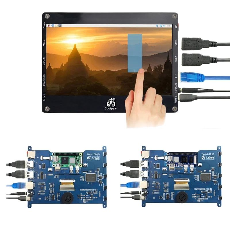 Raspberry Pi Zero-pantalla táctil LCD de 7 pulgadas, dispositivo personalizado de 2W, para ordenador y tableta, RJ45, HUB USB