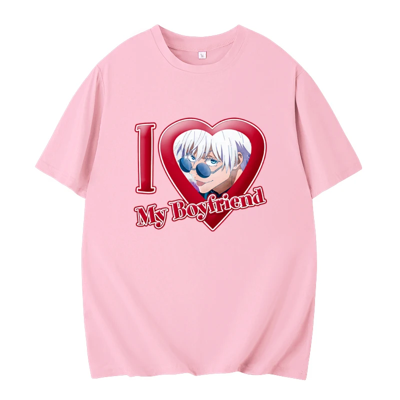 Футболка I Love My Boyfriend Gojo Satoru, милые крутые топы с принтом аниме «I Love», женская и мужская футболка, уличная летняя футболка