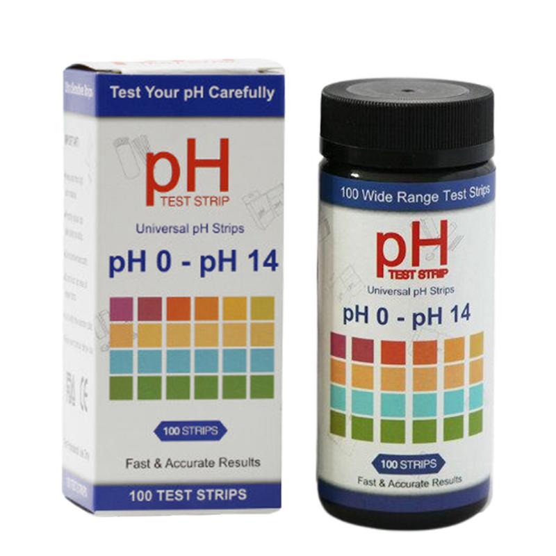 100 strip PH 0-14 PH kertas pengukur strip tes Kit pengujian PH tanah penguji peralatan kimia pendidikan sekolah