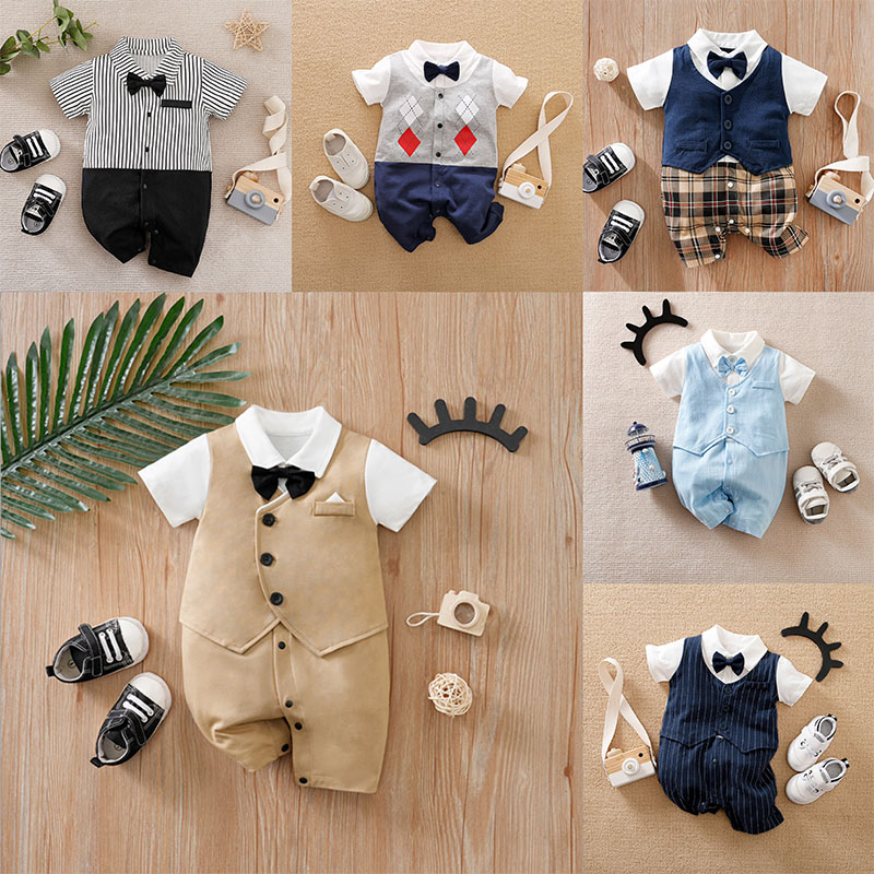 Body para bebé de 0 a 18 años, estilo caballero, bonito, Formal, de algodón, cómodo y suave, ropa de verano de manga corta para recién nacidos