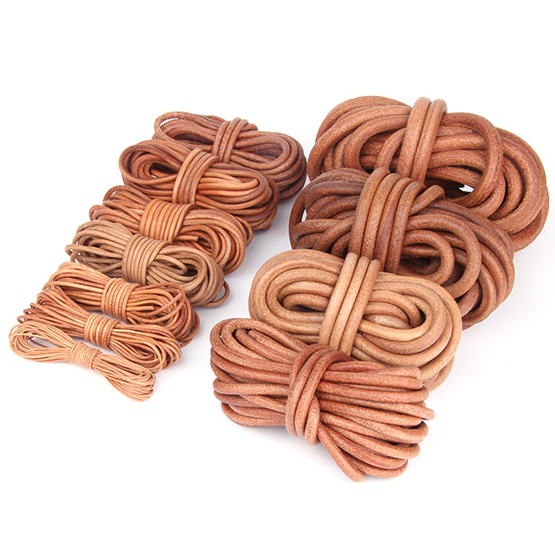 Tali Kulit Sapi Asli 2 Meter 1 2 3 4 5 6 8 mm untuk Gelang Kalung, Tali Kulit Bulat Pipih, Tali, Tali Kecil, Pembuatan Perhiasan DIY