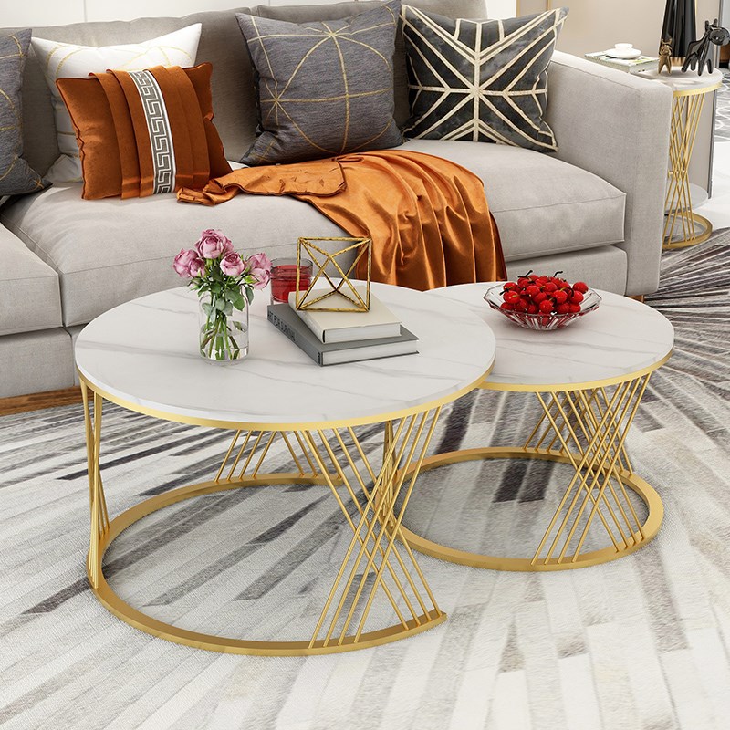 Moderne ronde salontafel voor woonkamer, eetkamer, slaapkamer, keuken, hotel, huis, meubilair van metaal en marmer voor villa's
