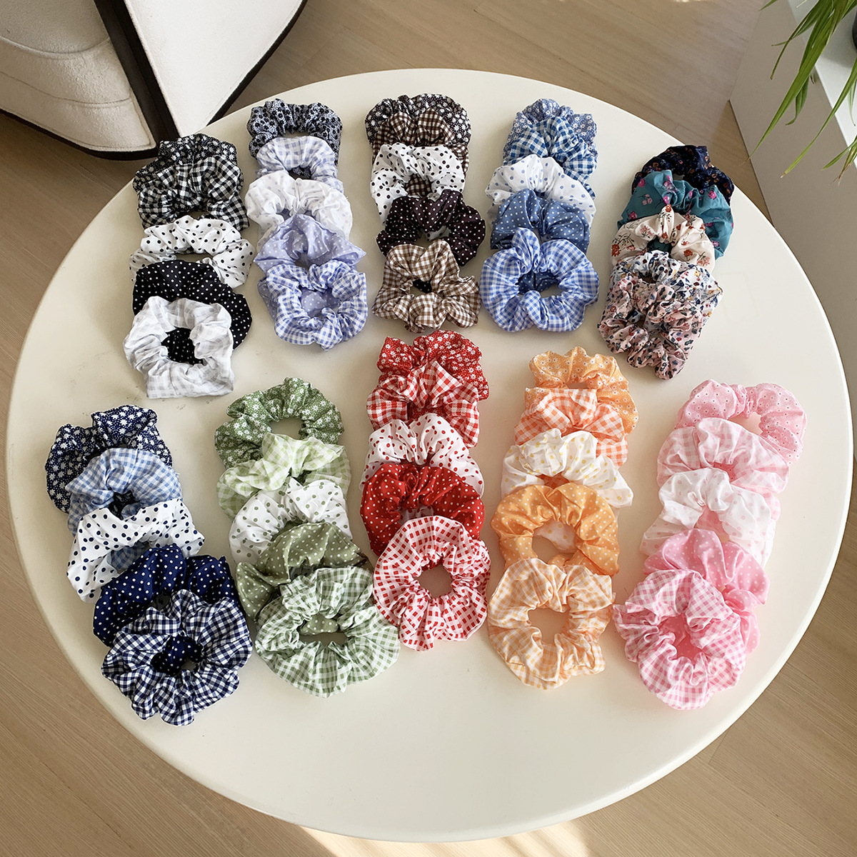 5 szt. Gumki do włosów w kropki, eleganckie gumki scrunchie, gumki do włosów typu scrunchy