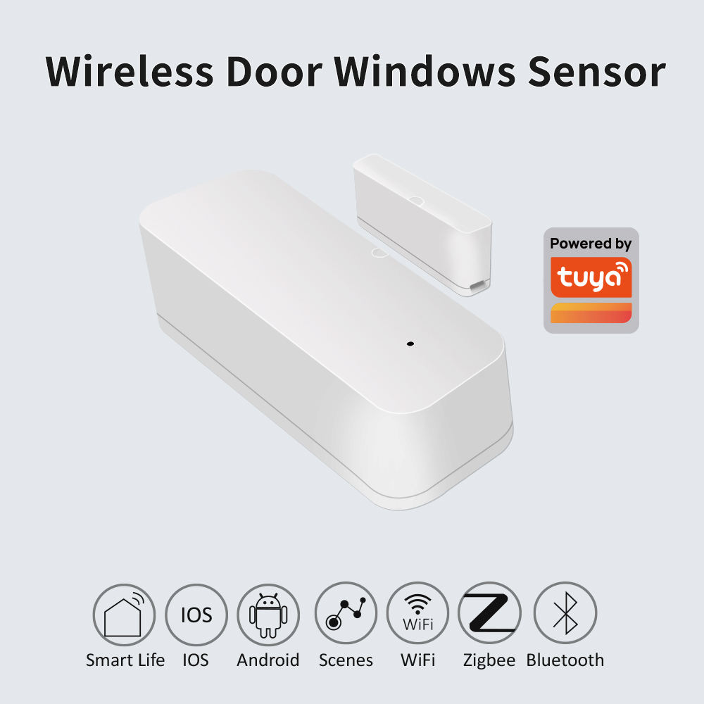 Датчик открытия/закрытия двери Tuya Zigbee, контактный датчик, детектор открытия/закрытия, умная сигнализация для дома, защита и безопасность, совместим с Smart Life