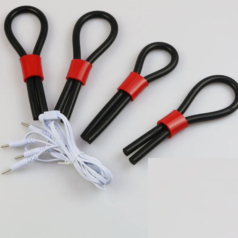 E-stim diy ajustável condutor galo anéis monopolar electrosex pênis anel tubo de borracha eletrodos brinquedos sexuais 8mm od 1.5mm id