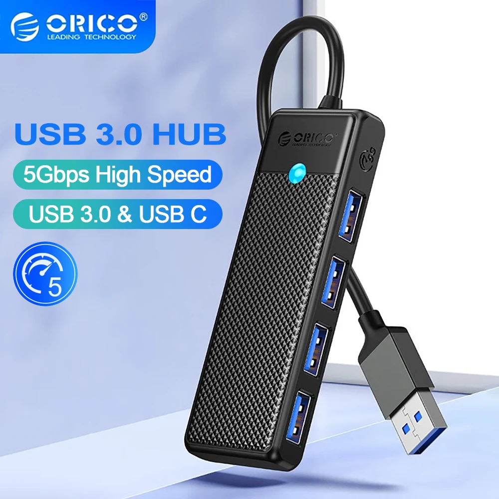 ORICO USB Hub 3.0 Splitter dengan Beberapa Port Tipe C Extender Aksesori Komputer untuk Rumah