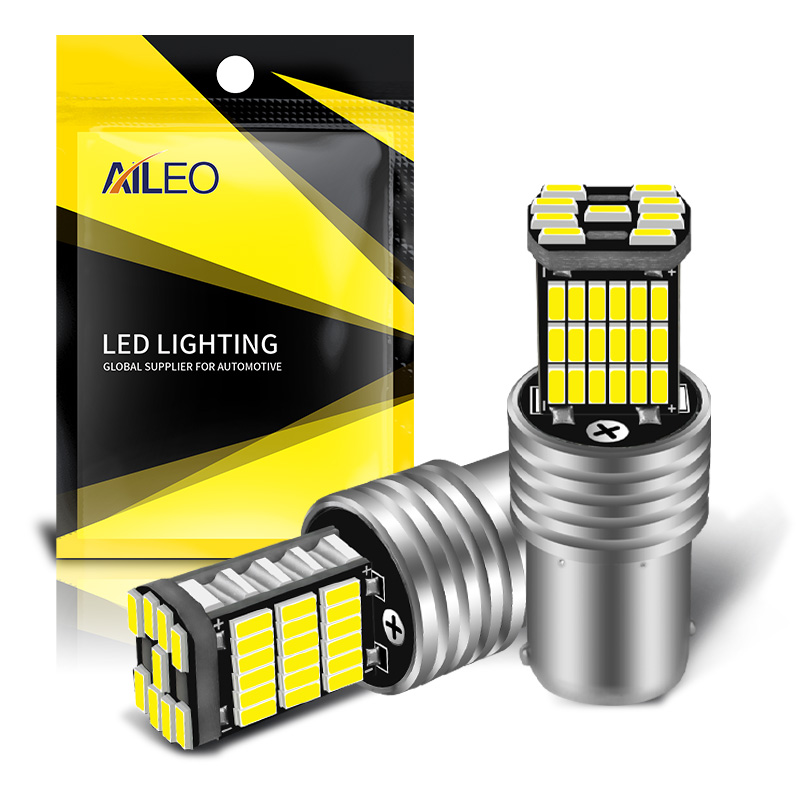 Aileo 2 uds 1156 BA15S P21W bombilla LED de luz de marcha atrás 45 Uds 4014SMD para VW Passat B5 B6 Golf Canbus lámpara automática sin errores DC 12V