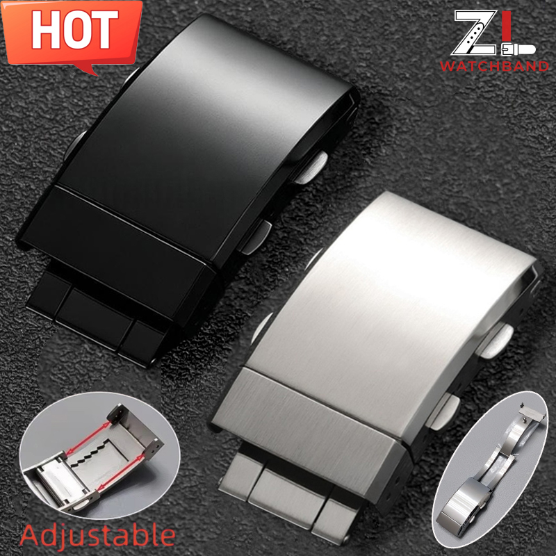 316L Solid Stainless Steel Watch Buckle Adjustable Folding Watch Buckle Extendable Clasps Luxury 18/20/22mm Premium Metal Button
