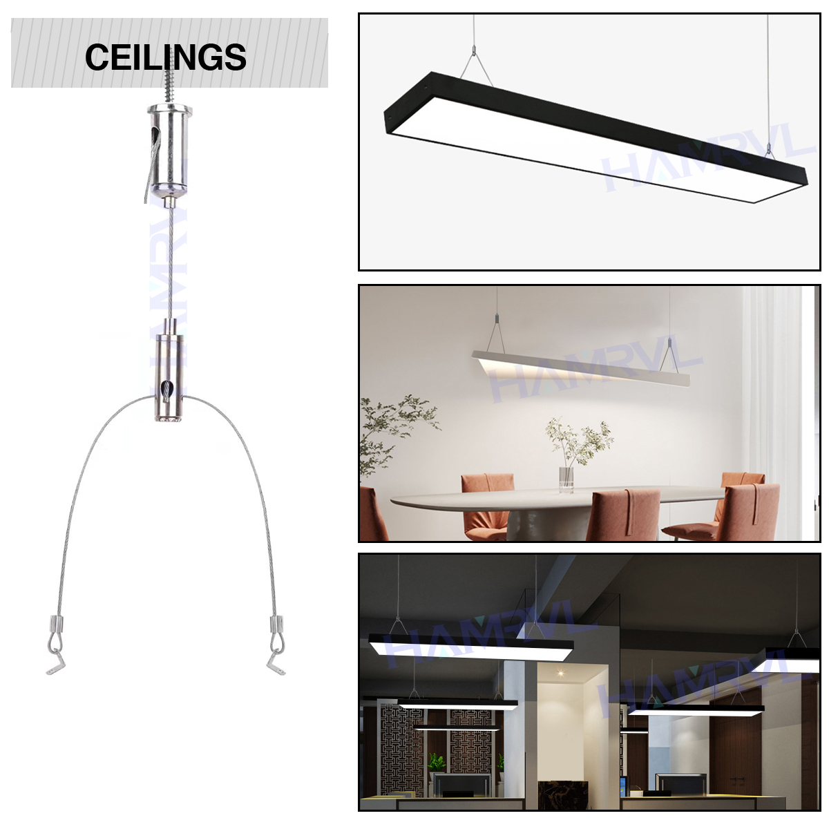 2Set/4Pcs 1,5 m Lichter Suspension Kit Einstellbare Leuchte Hängen Draht Stahl Kabel für Aquarium LED decke Billboard Panel lampe