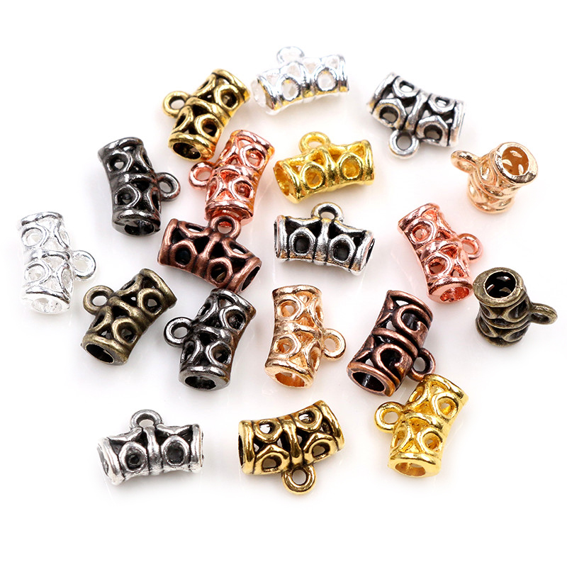 20 sztuk 12x9mm koraliki Bails zawieszki tworzenia biżuterii DIY naszyjnik ze srebra Plated złoty czarny Bails zawieszki urok biżuteria dostarcza