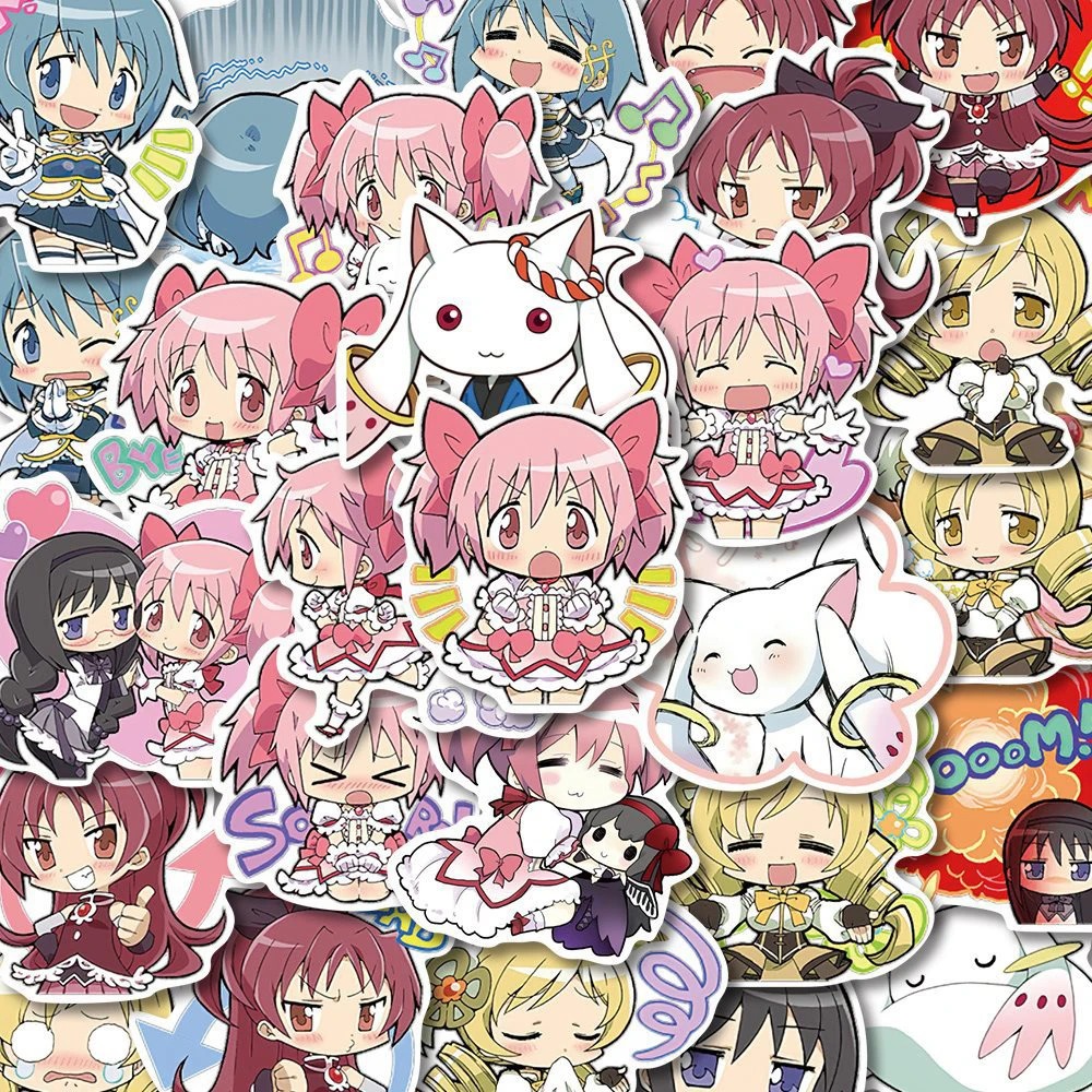 48 pièces Kawaii Anime Puella Magi Madoka Magica autocollants Kaname Madoka Akemi Homura décalcomanies pour ordinateur portable téléphone dessin animé autocollant fille