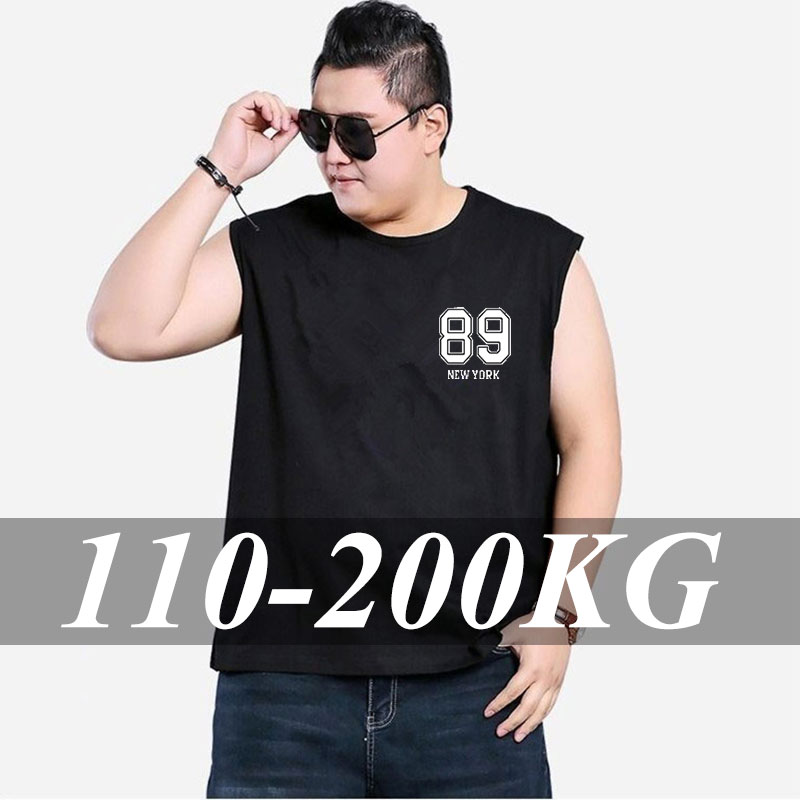 Summer Men's Tanks Tops Plus Size Sleeveless Vest 6XL-14XL Running Gym Sportswear Fitness Tees Tops Teen Male Clothing 110-200KG