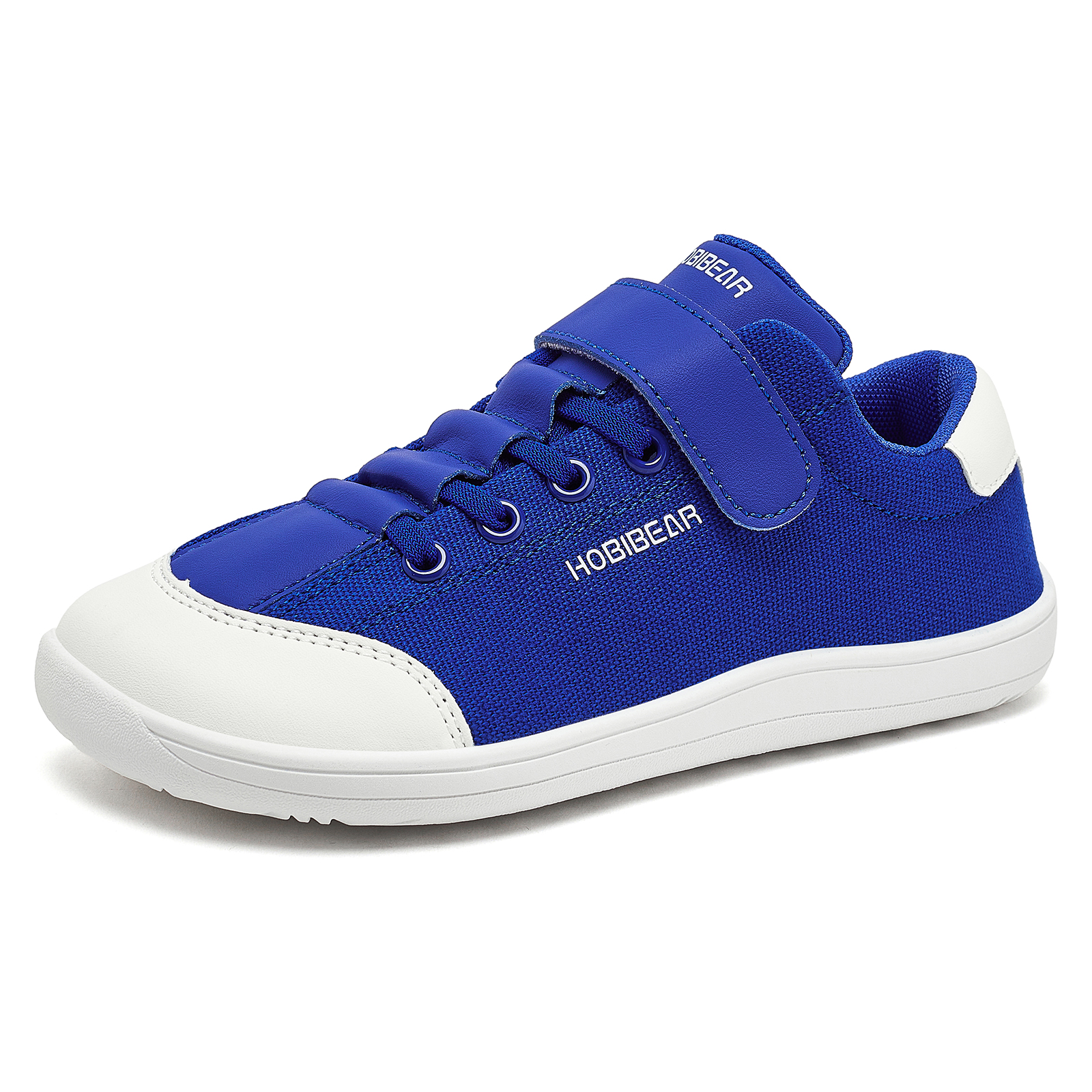 Hobibear meninos meninas sapatos descalços crianças dedo do pé largo tênis minimalista leve gancho loop sapatos de tecido de couro artificial