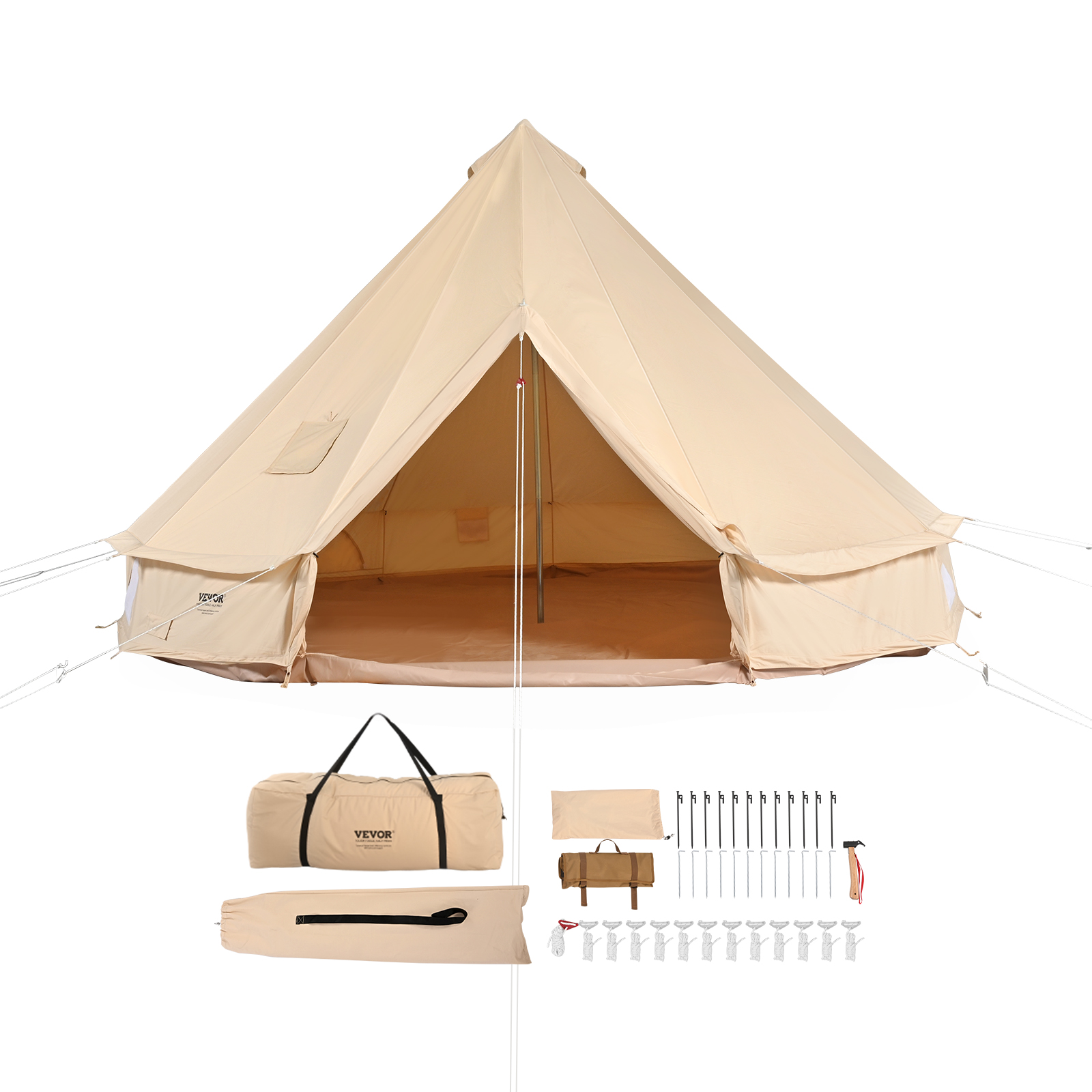 SucceBuy ผ้าใบ Bell เต็นท์ 4 Seasons 5 M Yurt เต็นท์เต็นท์ผ้าใบสําหรับตั้งแคมป์เตา Breathable เต็นท์ได้ถึง 8 คน