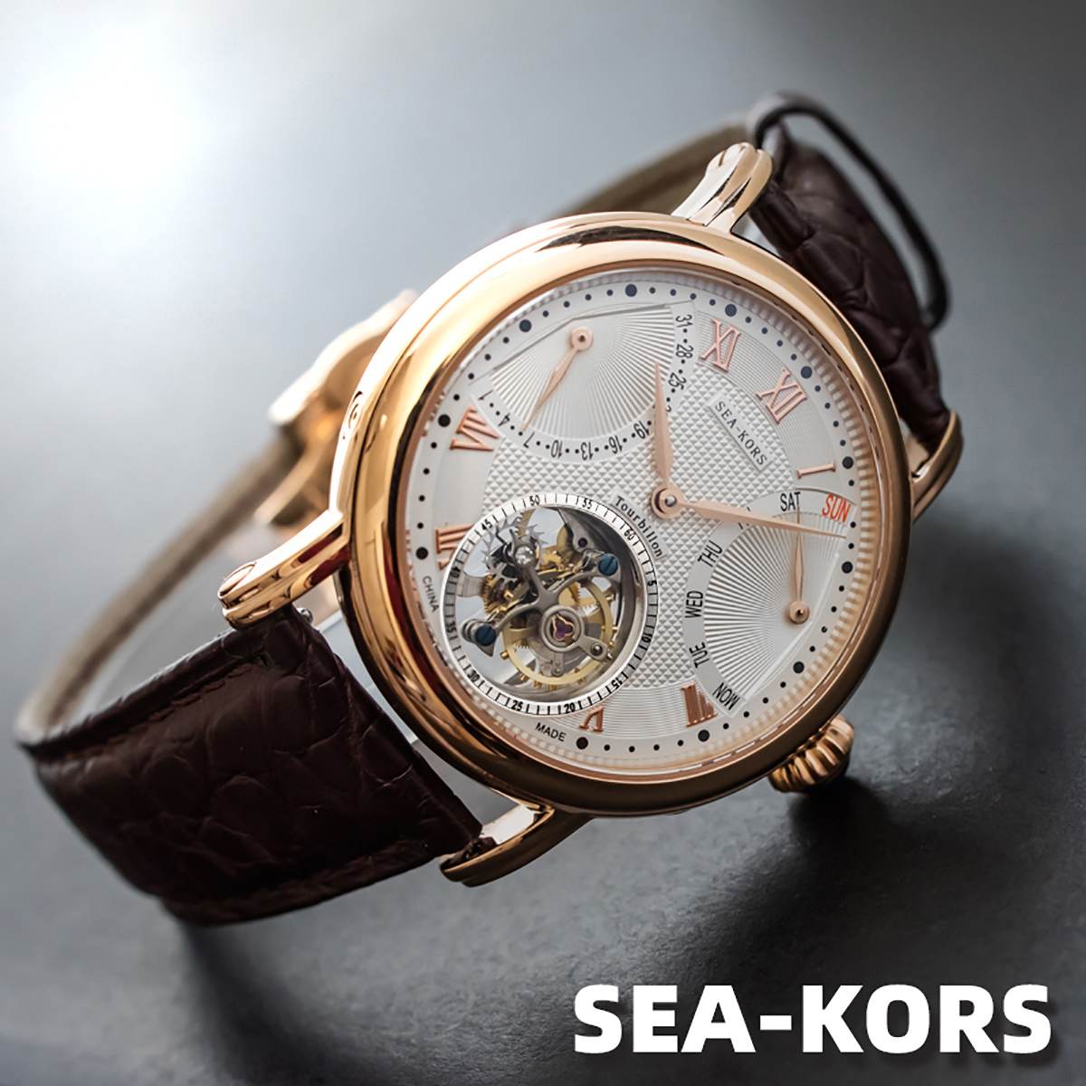 Seakors-Seagul Tourbillon relógio movimento para homens, ST8004, marca Top relógio mecânico, luxo Sapphire relógio de pulso, presentes banda, negócio