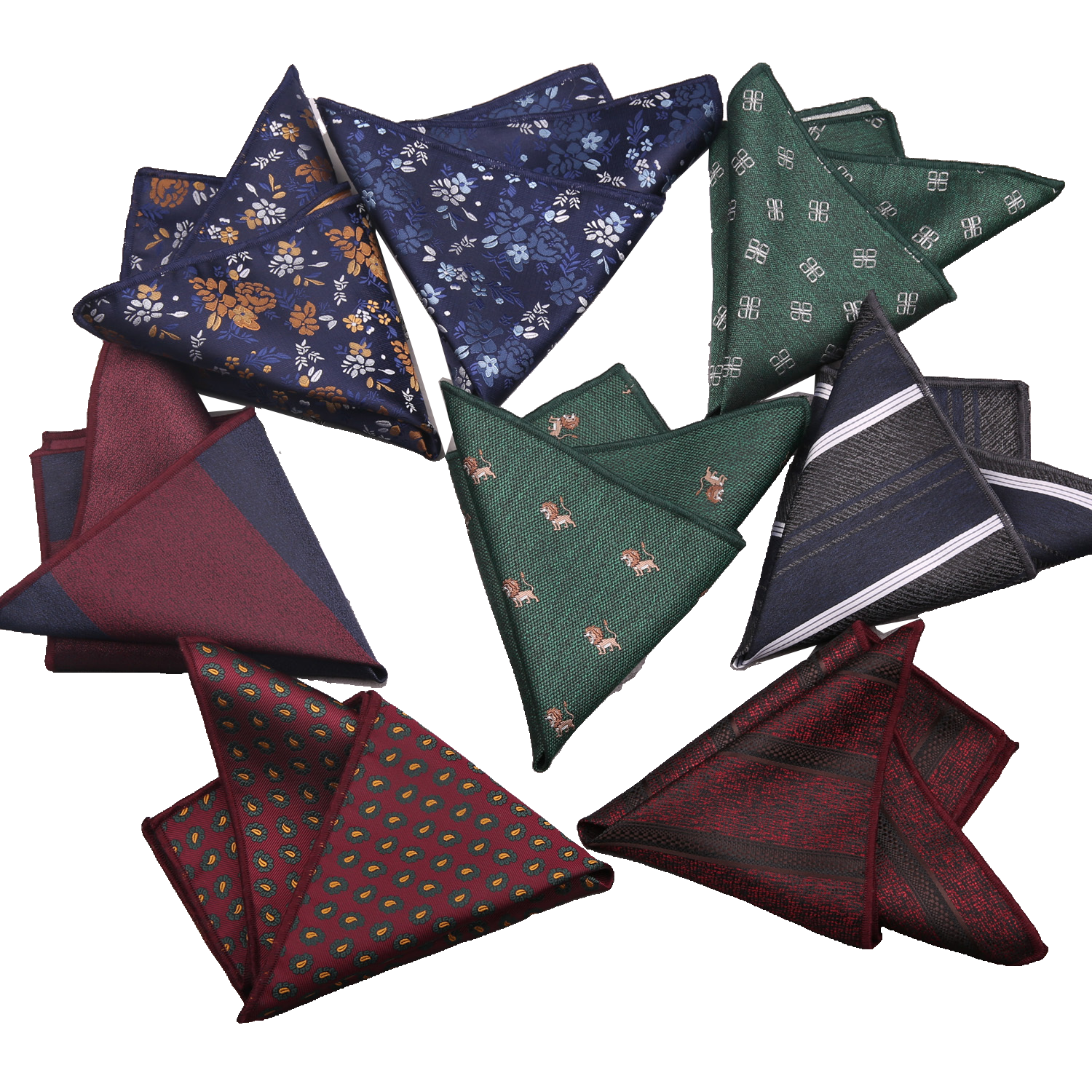23*23cm lenço de luxo masculino flor listrado floral hankies poliéster hanky negócios vermelho bolso quadrado peito toalha casamento