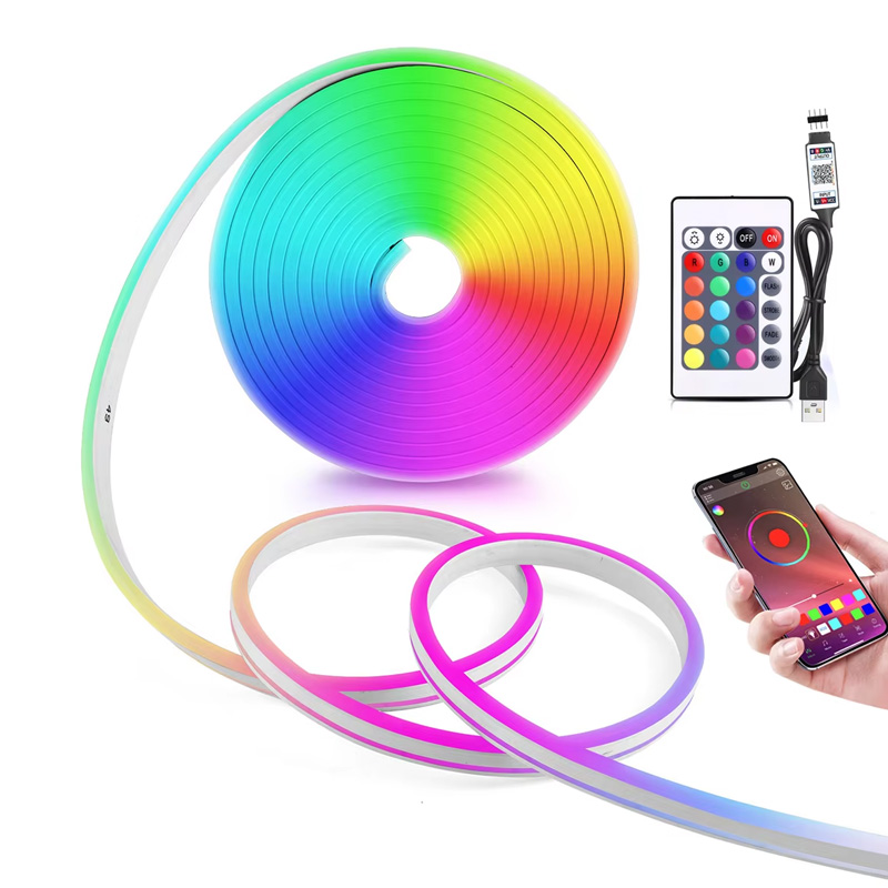 5V RGB LED Neon Strip with Remote Control-USB Waterproof Flexible Neon Lights,RGB Color Changing,Holiday Parties,Home Decoration