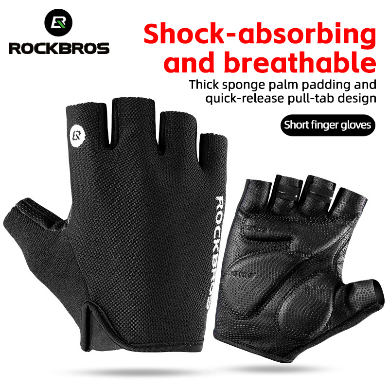 ROCKBROS guantes de bicicleta medio dedo verano transpirable antideslizante SBR Pad a prueba de golpes MTB guantes de bicicleta de carretera pantalones cortos de ciclismo guantes