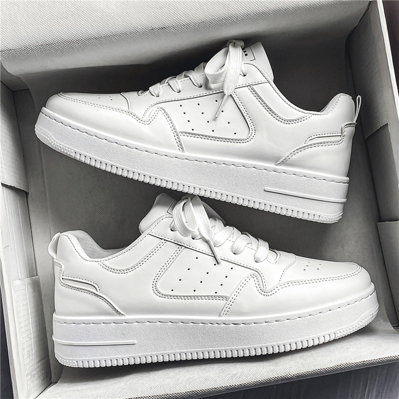 Men's Spring Summer Breathable Sneakers Trendy Versatile Thick-Soled White Sports Casual Shoes