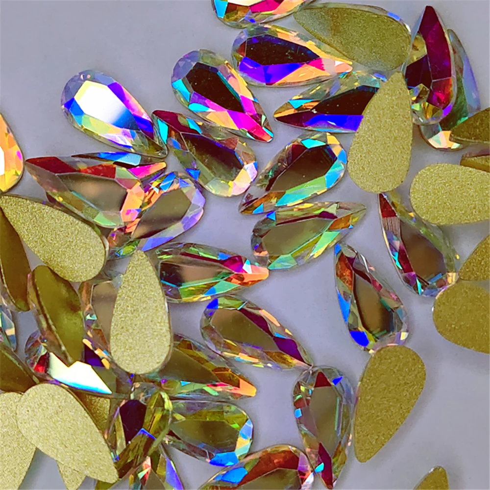 Top qualité en forme de larme strass diamant fond plat strass paillettes verre Nail Art cristal 3D Nail Art décoration