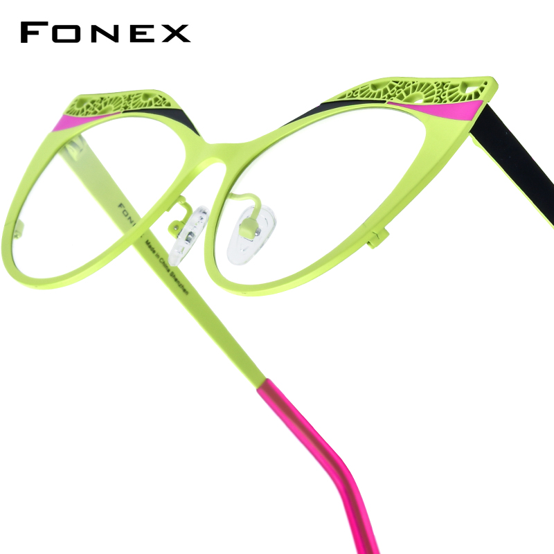 FONEX czysty tytan oprawki do okularów damskie nowy projekt marki okulary Cateye kocie oko japońskie wysokiej jakości japońskie okulary 85825