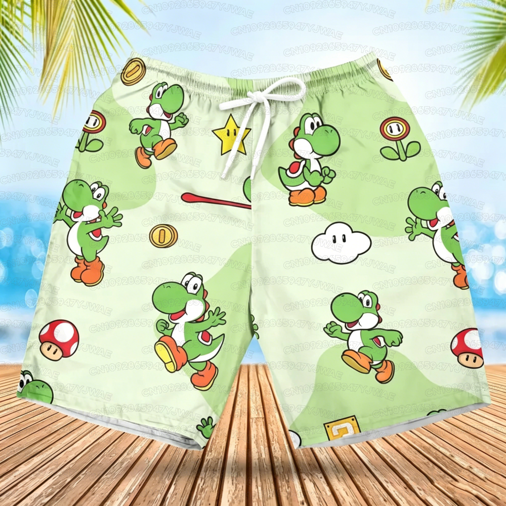 Zomer heren dames snel drogende strandshorts Luigi Yoshi bedrukte shorts voor strandzwembaden, sportscholen en buitensport