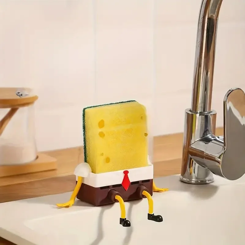 1 unidad de estante de drenaje creativo para fregadero de cocina, soporte para cepillos y paños de limpieza, cesta de drenaje montada en la pared