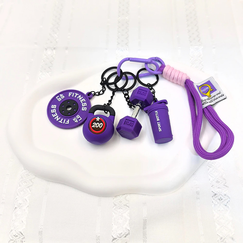 Llaveros de Fitness, Llavero de Barra de Gimnasio, Llavero de Halterofilia, Llavero de Silicona con Forma de Disco de Pesas, Regalos de Entrenamiento, Colgantes Desmontables para Bolsos