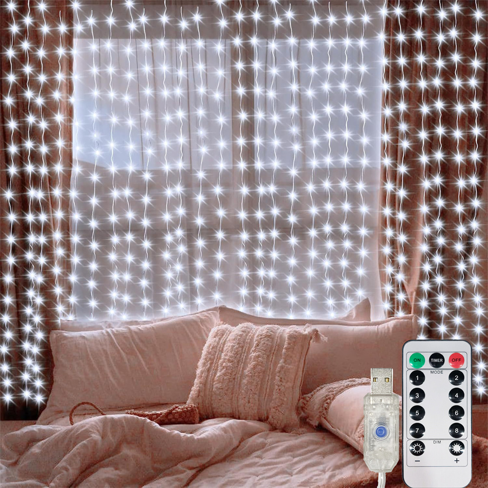 3M 6M USB LED 커튼 8가지 모드 조명 리모컨 포함 웨딩 침실 거실 라마단 장식 이드 무바라크 발렌타인데이 2026