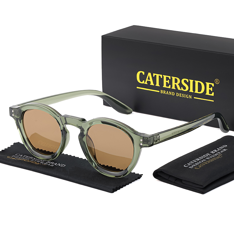 CATERSIDE Runde Polarisierte Sonnenbrille Männer Retro TR90 Hochwertige TAC Linsen Sonnenbrille Frauen Fahren Angeln Brillen Reisen