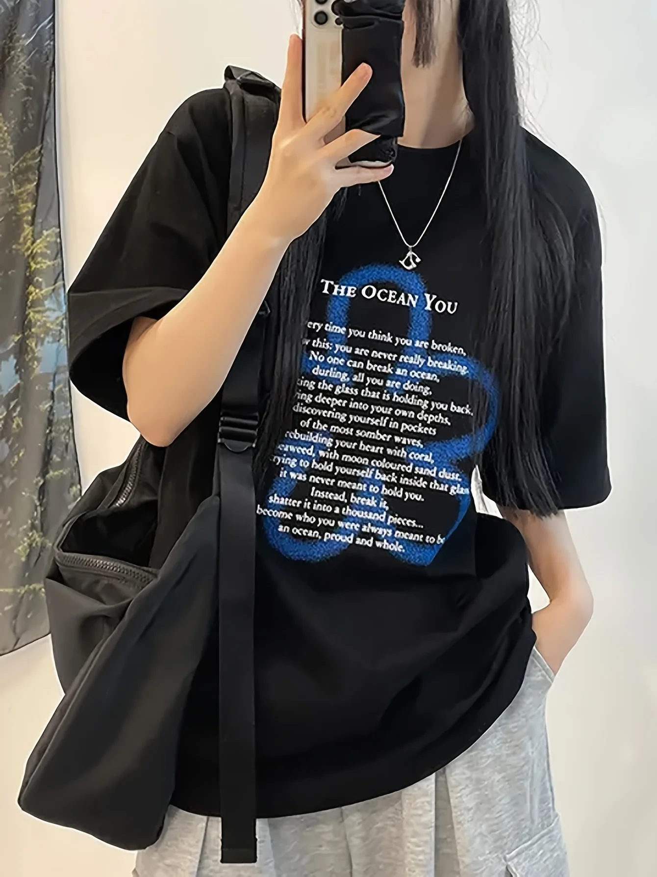Nouveau T-shirt noir imprimé 2026 pour femme – Tee-shirt graphique style urbain estival doux et épicé – Hauts décontractés coupe ample vintage streetwear d'été