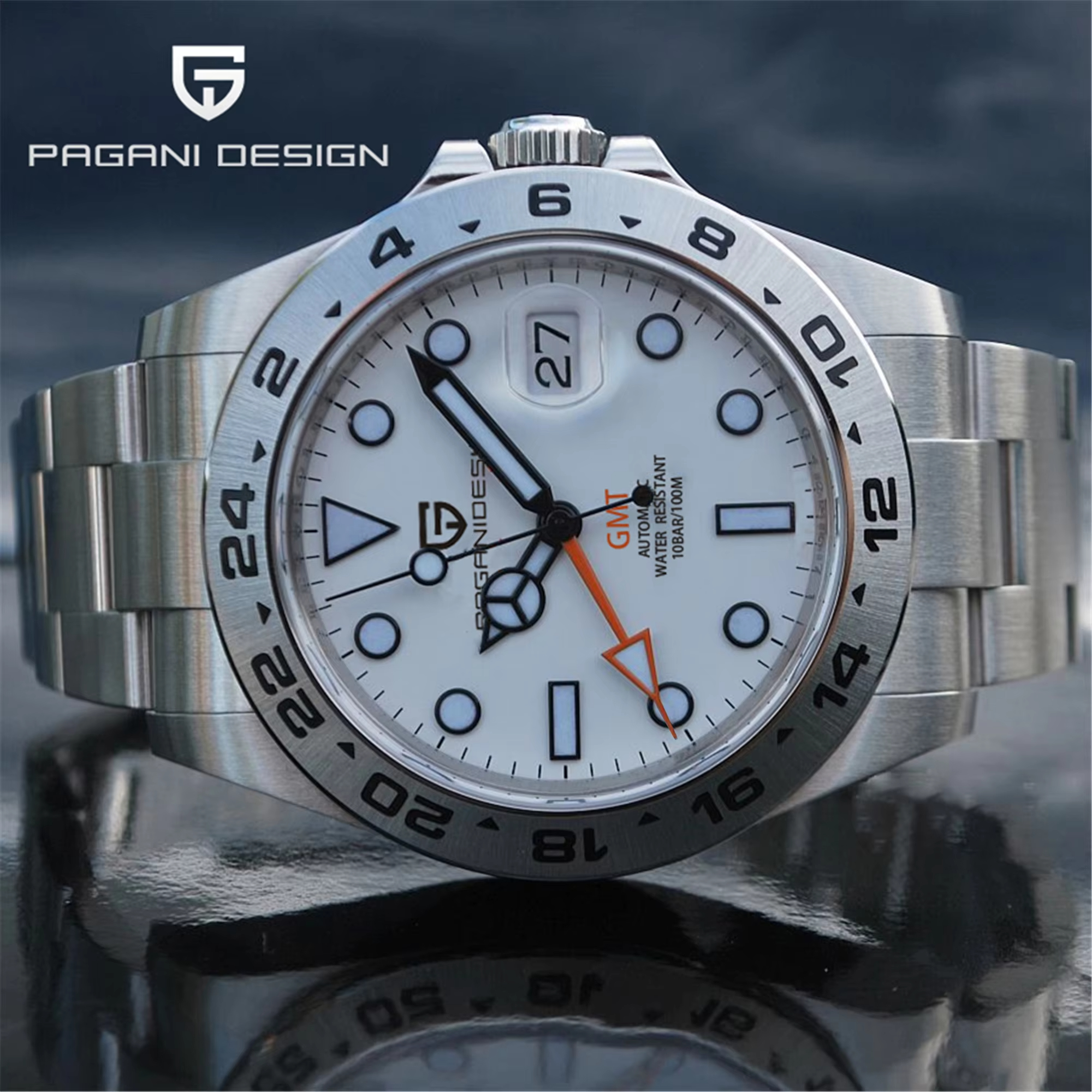 Montre pour homme PAGANI DESIGN Vintage 42MM GMT PD1682, montre mécanique automatique, saphir, acier inoxydable, étanche 100M, rétro