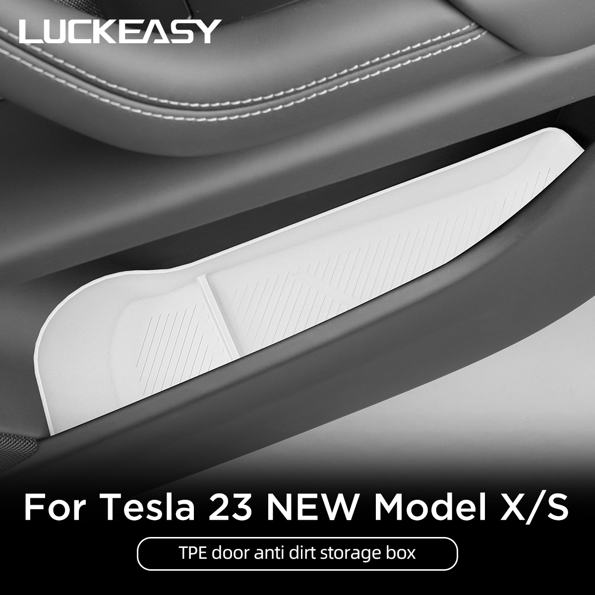 LUCKEASY for Tesla Model X S 2023-2026 Car Door Side Storage Box Car Interior Accessories Gate Slot Anti Dirty Storage Tray