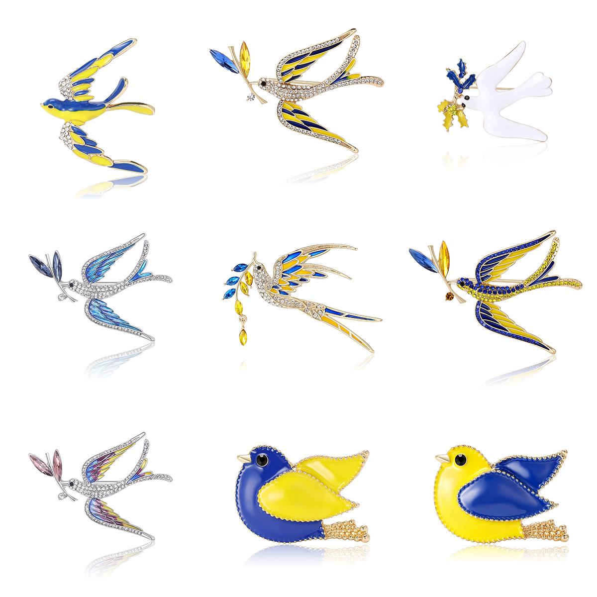Broches de orelha de trigo de pomba da paz para mulheres unissex alfinetes de paz ucraniana multicoloridos disponíveis acessórios de festa casuais presentes