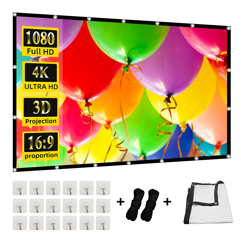 Tenda per proiezione MIXITO 16: 9 Rapporto Schermo per proiettore di film portatile pieghevole anti-piega ad alta densità da 60-200 pollici