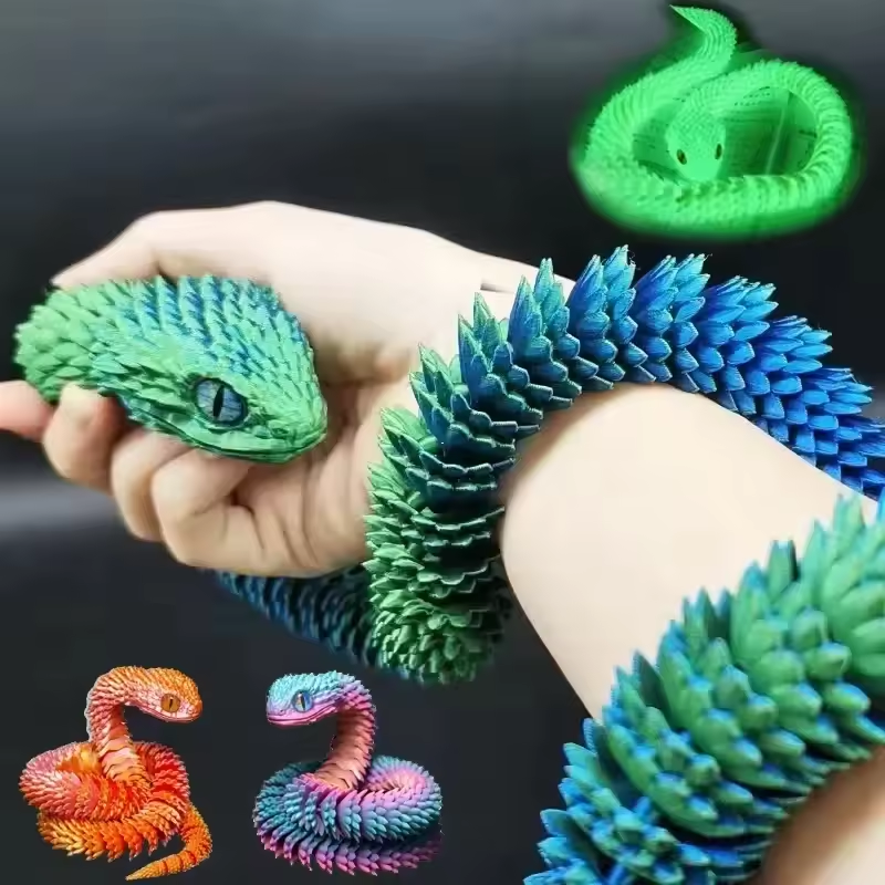 3D-gedruckte Schlange, bewegliches Gelenk, Zappelspielzeug, Figur, Simulationsschlange, Büro, Desktop, Ornament, Geschenke, Kunsthandwerk, Figuren, Miniaturen